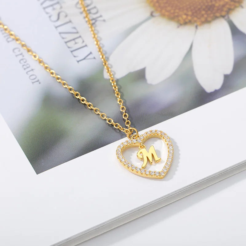Initials Heart Pendant Necklace