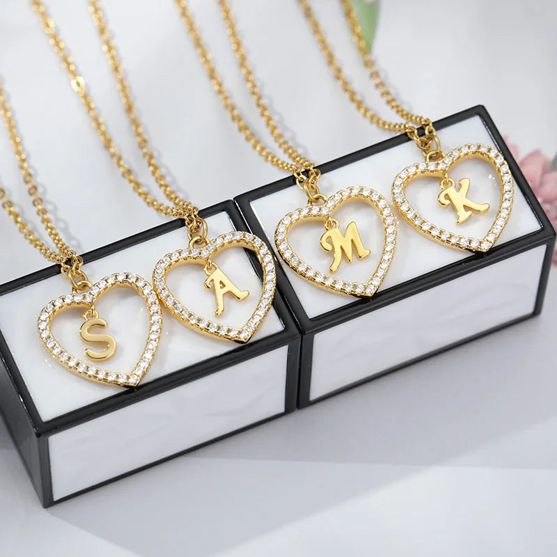 Initials Heart Pendant Necklace