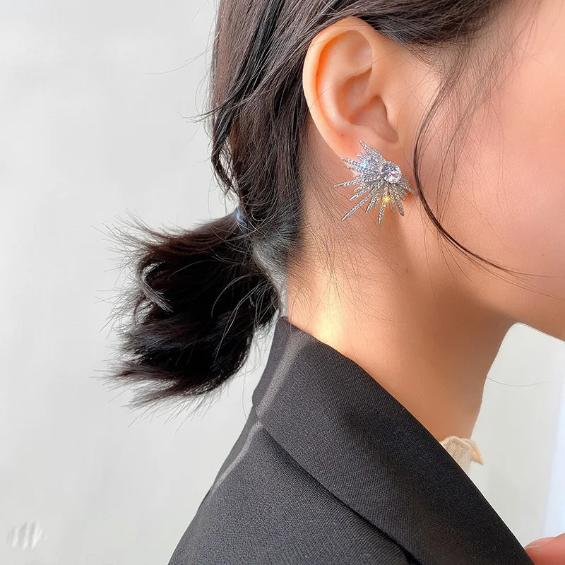 Earrings With Bling Zircon Stone