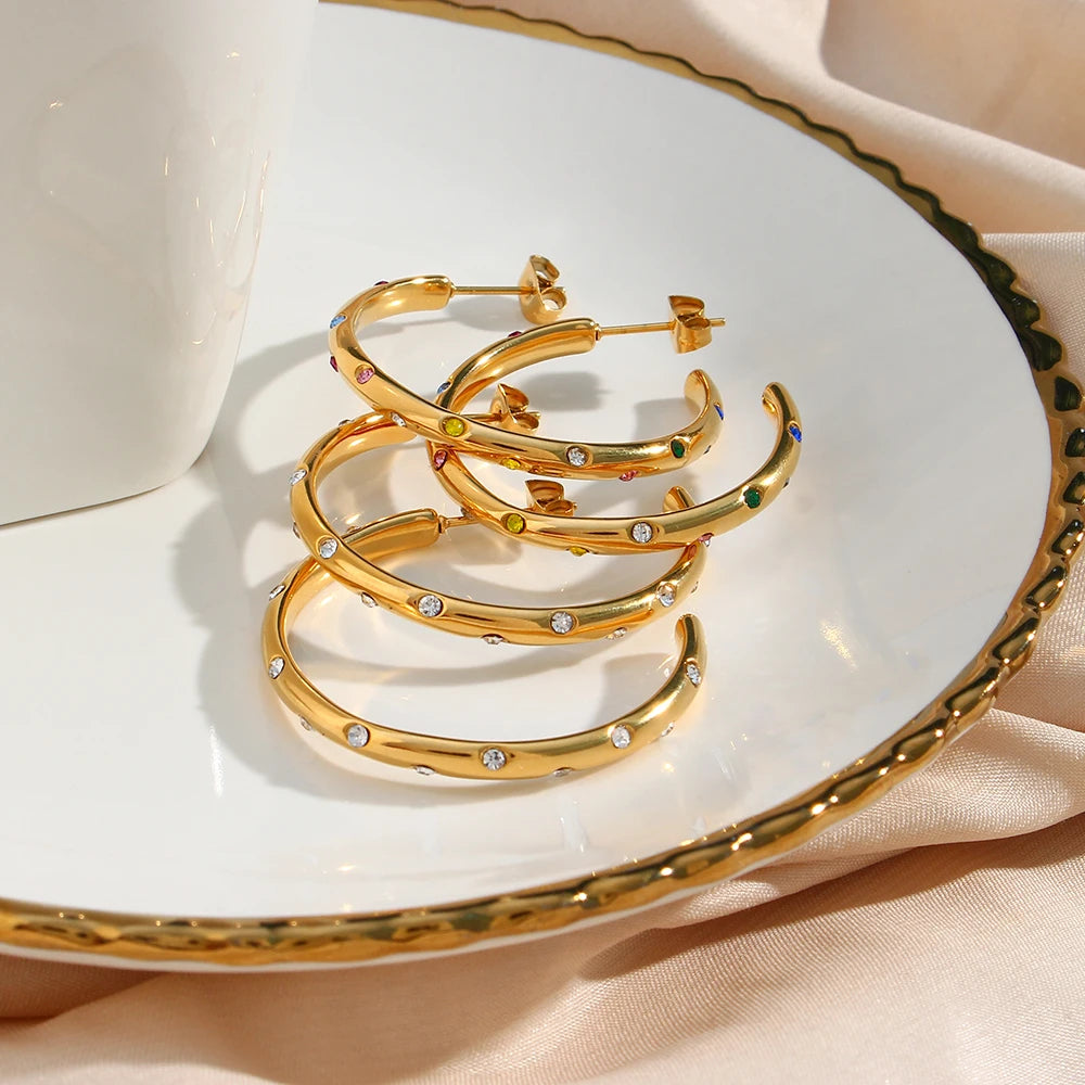Stainless Steel 18K Gold Plated Hoops