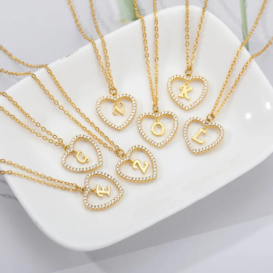 Initials Heart Pendant Necklace