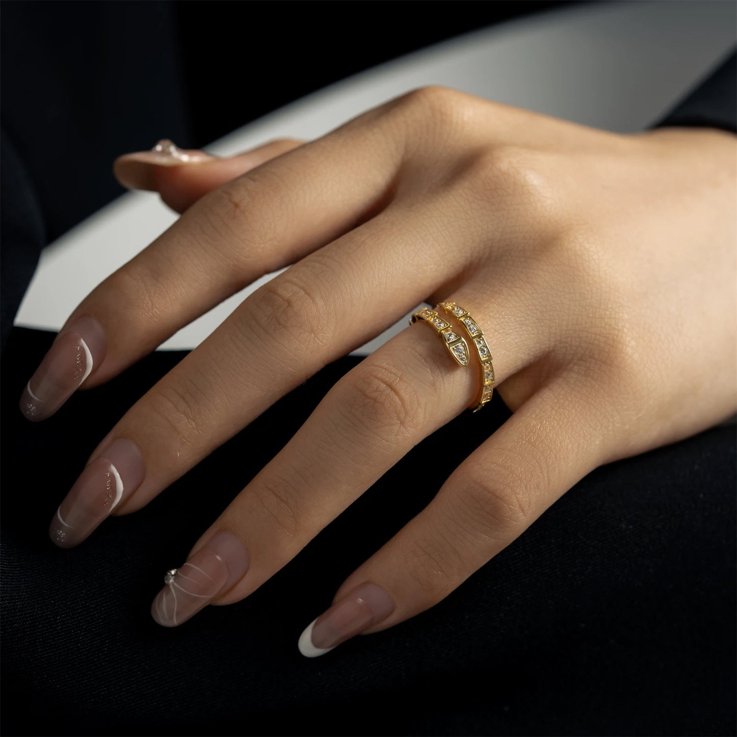 Zircon Pave Snake Resizable Ring