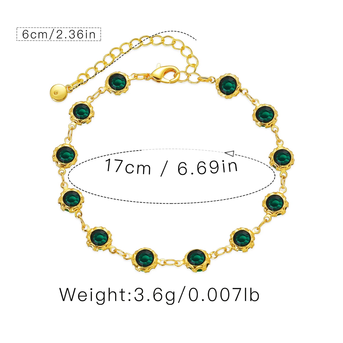 Pulsera de circonitas verde oscuro