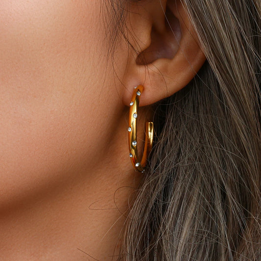 Stainless Steel 18K Gold Plated Hoops