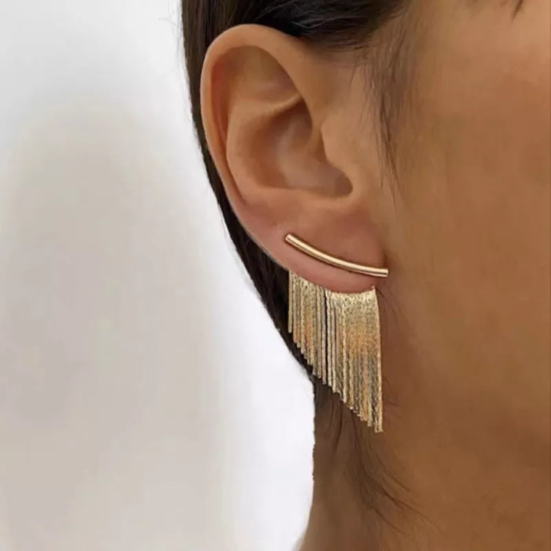 Earring Long Statement Gold Color